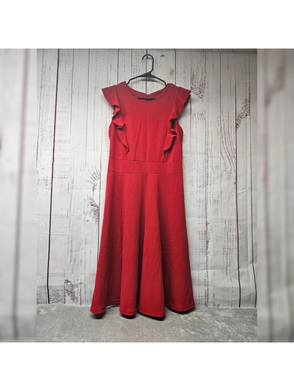 Women's Vintage Ruffle Flared A-Line Swing Dress Size Large